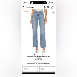 Agolde denim Harper mid rise wide straight